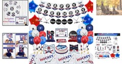 Hockey Theme Birthday Celebration Kit – Banners, Tablecloth & Cupcake Toppers