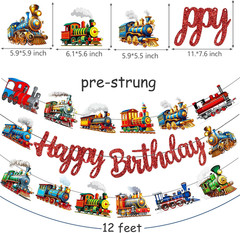 Retro Train Birthday Party Decorations Vintage Train Theme Banners Red Glitter H