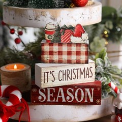 Lineshading 4 Pcs Christmas Table Decoration Wooden Hot Cocoa Santa Hat Decor…