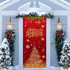 Merry Christmas Decorations Snowflakes Tree Candy Door Cover Banner 29.5×71″