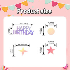 Iridescent Happy Birthday Confetti, 3000 Pcs Birthday Cake Table Metallic Foil C