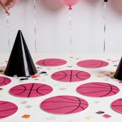 21 PCS Pink Paper Basketball Cutouts 7 Inch Theme Party Bulletin Board