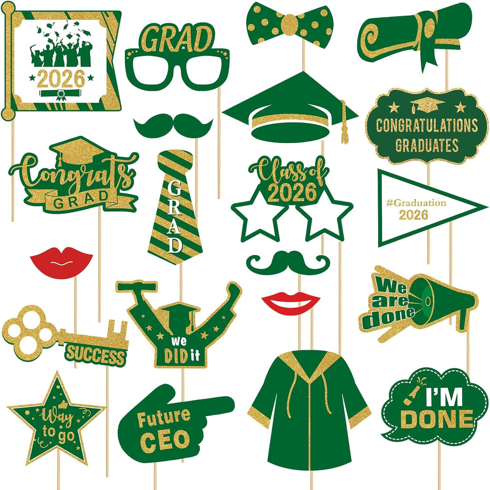 Graduation Photo Booth Props, 21Pcs Graduations Picture Props 2026 for Photoshoo