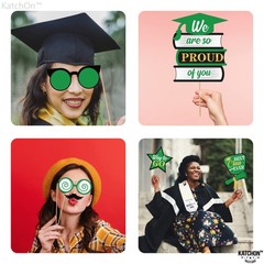 , 2026 Graduation Photo Booth Props – Glitter, Pack of 30 | Black and Green G…