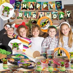 Star Wars Party Decorations Yoda Birthday Tableware Balloons Plates Cake Topper