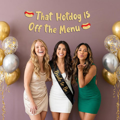 Pre-Strung Funny Bachelor and Bachelorette Party Gold Glitter Banner – Funny Bac