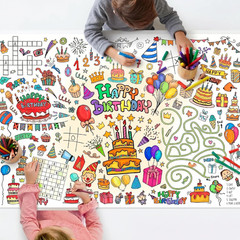 Birthday Coloring Tablecloth, 40X28 Inch Coloring Poster Coloring Table Cloth fo