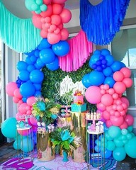 Pink and Blue Balloons, 60PCS Dark Light Blue Purple Party Pink Blue Silver