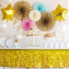 Laser Gold Party Decorations Birthday Streamers 4Pack – 48FT Tinsel Garland S…