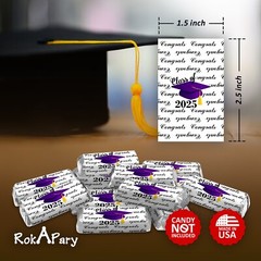 Class of 2025 Graduation Mini Candy Wrapper | Set of 60 Stickers | Purple Theme