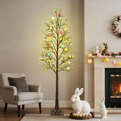 DR.DUDU 6FT Lighted Easter Tree with Timer, Large Easter Decorations for Home &
