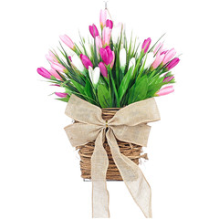 Charming 35cm Pink Tulip Wreath for Wall Decor Living Room Entryway or Bedroom