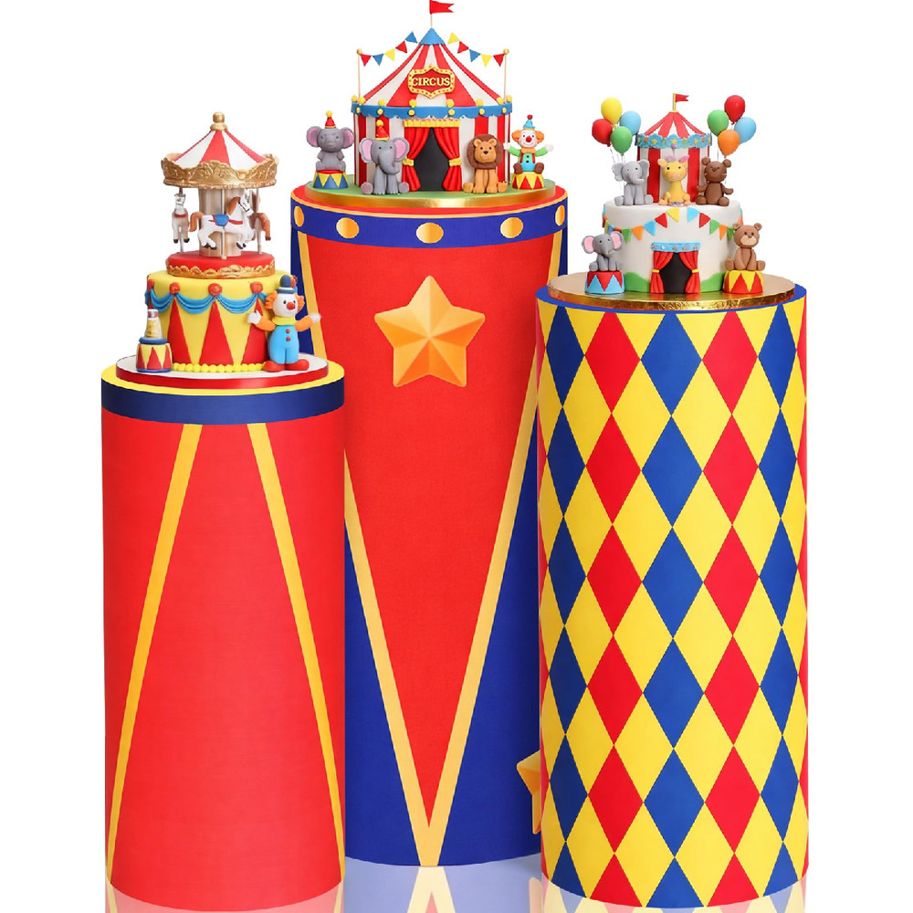 Mindsoft Set Of 3 Circus Carnival Spandex Cylinder Stand Covers For Party