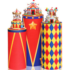 Mindsoft Set Of 3 Circus Carnival Spandex Cylinder Stand Covers For Party