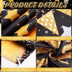 Versatile Birthday Backdrop 72.8 x 43.3 Inch Black Gold for Memorable Parties