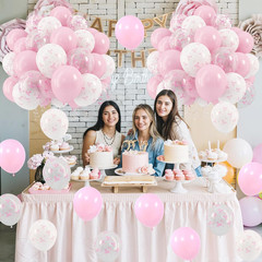 Pink Bow Balloons, 12 Inch Pastel Light Pink Transparent White Bow Print Coquett