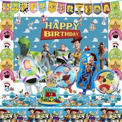 Cartoon Birthday Decorations Party Supplies Banner Balloons Plates Backdrop