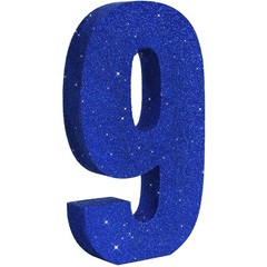1 PCS 7.8 Inch Blue Glitter Number 9 Wooden Table Centerpiece Birthday Decor