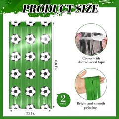 Vibrant 3.3’x6.6′ Soccer Party Decorations, 2 Pack Fringe Backdrops for Events
