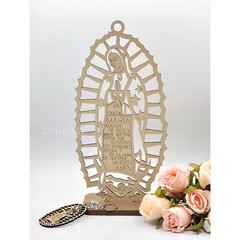 US 4/12 Wood Religious Lady Guadalupe Centerpiece w Stand Baptism Party Decor