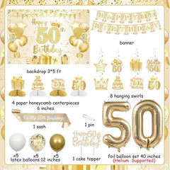 50Th Birthday Decorations Cheers to 50 Years Party Supplies Kit with Champagne G
