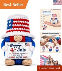 Patriotic Red, White & Blue Crochet Gnome – Ideal for Independence Day Gifts