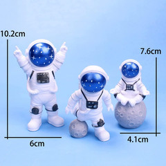 3 Pcs Astronaut Cake Topper Set Space Theme Spaceman Figurines Birthday Decor