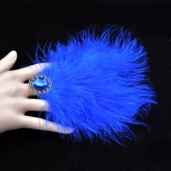 1PC Feather Acrylic Crystal Ring Adjustable for Party Stage Carnival Dance Fancy