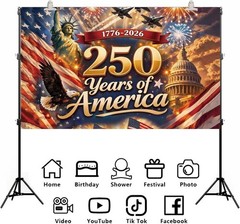 America 250 Anniversary Photo Backdrop Patriotic Banner 4th of July Fourth of…
