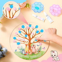 Pasimy Gender Reveal Fingerprint Tree Boy or Girl Party Ideas Baby Shower Guest