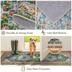 U’Artlines 2′ x 6′ Boho Hallway Runner Rug, Non Slip x (Runner), Green