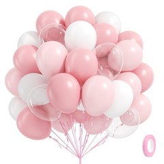 60pcs Light Pink Balloons with Clear Pastel Pink and White Balloons for Weddi…