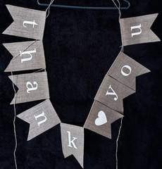 Thank You Fabric Banner Garland Rustic Farmhouse Party Decor Neutral