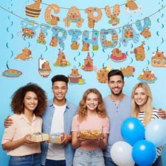 Capybara Birthday Decoration 26 Pcs Cute Capy Themed Banners Hanging Swirls Deco
