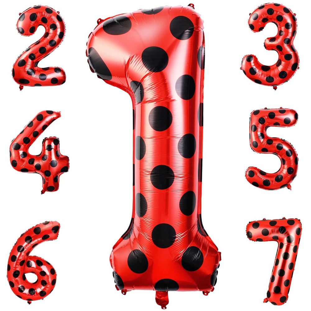 40 Inch Ladybug Large Number 1 Balloon 40 Inch Decorations Supplies Black Red…