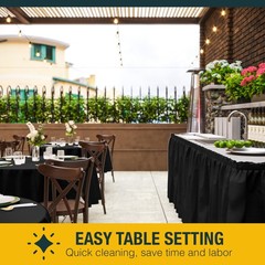 Black Plastic Table Cloth Round Table Cover 84″ Disposable Table Cloths for P…
