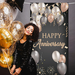 Happy Anniversary Door Banner, Wedding Anniversary Decorations for Door, 5Th 10T