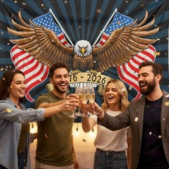 4th of July Banner – Independence Day Patriotic Decorations 1776-2026 Background
