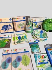 Dinosaur Birthday Party Supplies Bundle Balloons Decor Plates Tablecloth Lot NEW