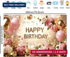 Birthday Backdrop Birthday Banner for Women 71 x 43 Inc Happy Birthday Backdrop