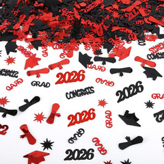 Graduation Confetti 2026, Black Red Decor Graduation Party Supplies, Class of 20