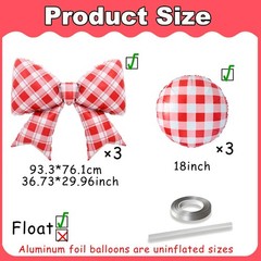 Red White Bow Balloons Gingham Balloons Red Gingham Decor Picnic Birthday Par…