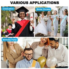 2Pcs 63″x4″ Blank Satin Sash DIY Plain Sash Prom Queen Sashes Purple