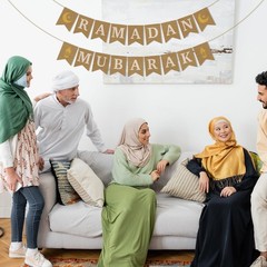 Jute Burlap Ramadan Mubarak Banner with Moon and Star Ramadan Home Mantel Fir…
