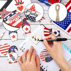 Vibrant Wooden Gnome Hanging Ornaments – 24 Pack for Patriotic Celebrations