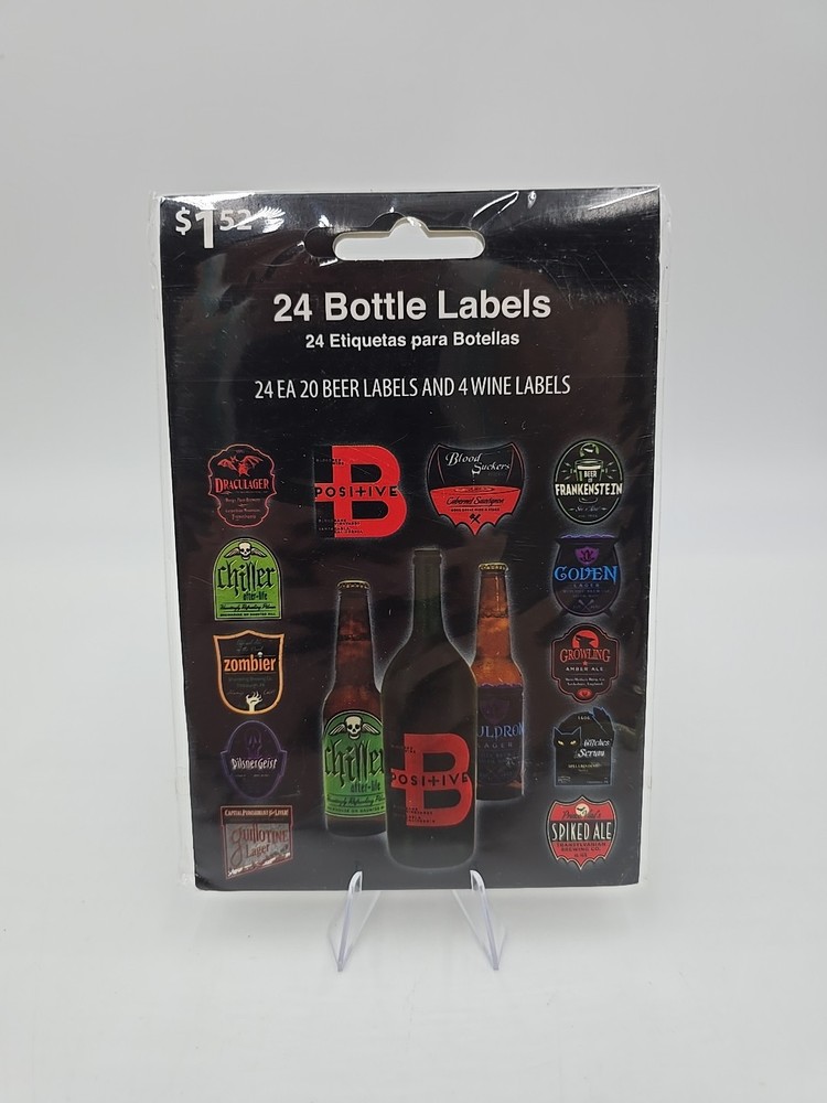 24 Spooky BEER/WINE Bottle Labels Transforms Bottles Halloween Zombies Vampire