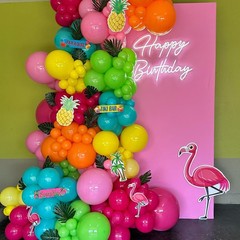 144Pcs Tropical Luau Balloon Arch Garland Kit Pineapple Flamingo Sun Beach Ba…