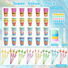 End of Student Gift Cups – 24 Pack Summer Party Decorations with Straws