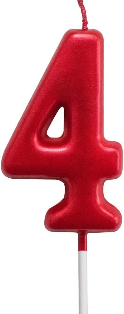 Red Birthday Candles 4 Candle 4th Four Years Cake Bady Roman Number 4,
