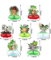 7 PCS Baby Jungle Animals Honeycomb Centerpieces, Jungle Theme Party Honeycomb